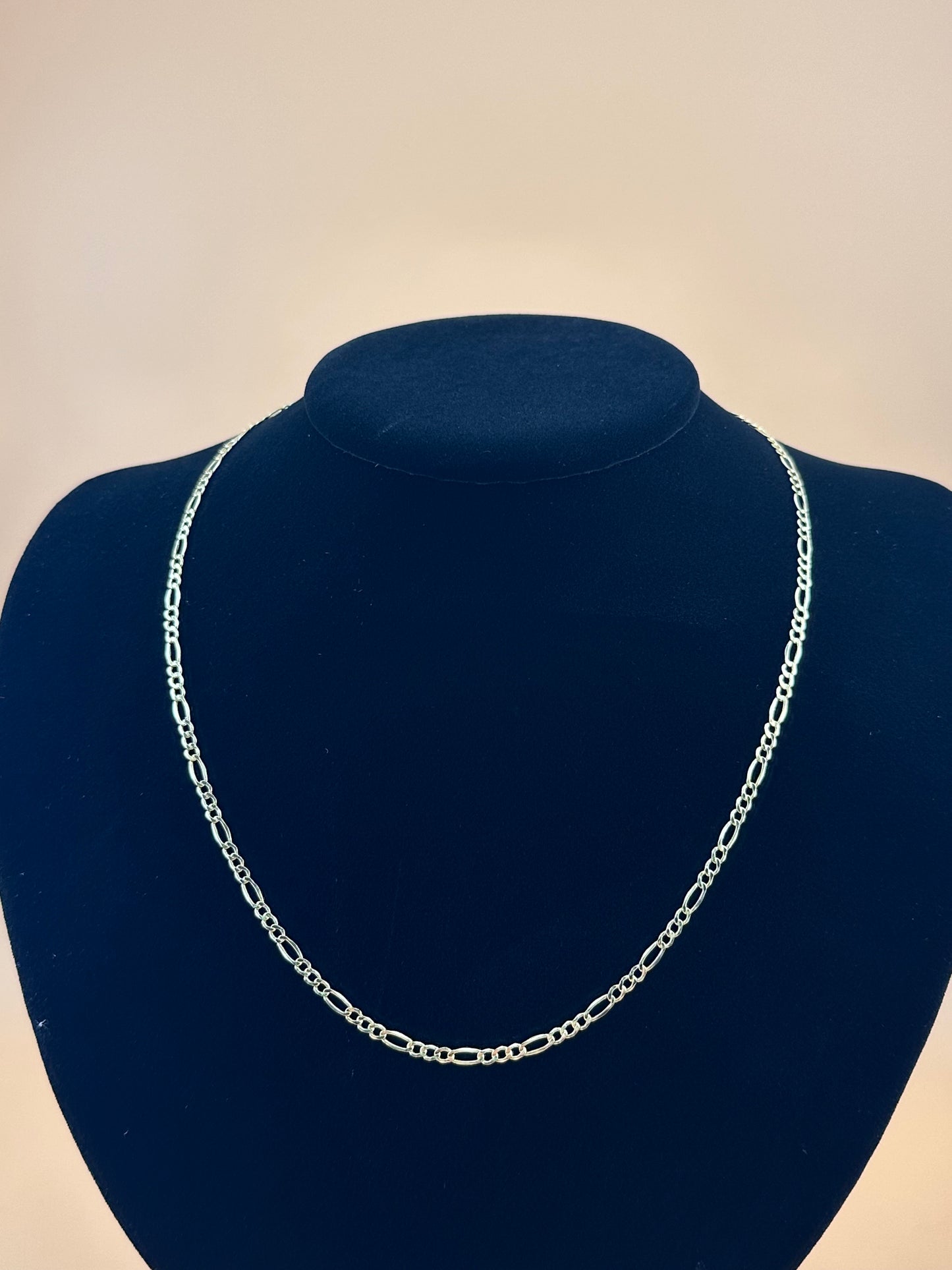 14K Yellow Gold Hollow Figaro Chain Necklace