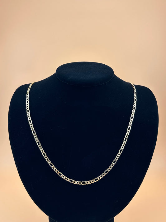 14K Gold Hollow Beveled Figaro Chain