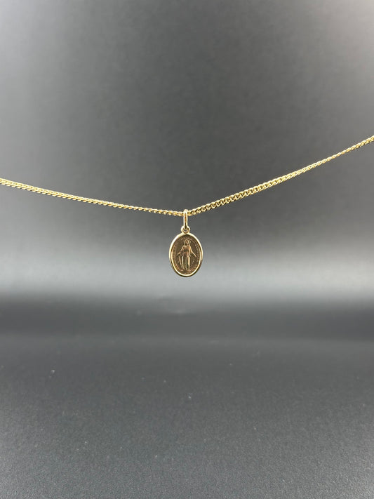 14K Yellow Gold Virgin Mary Pendant