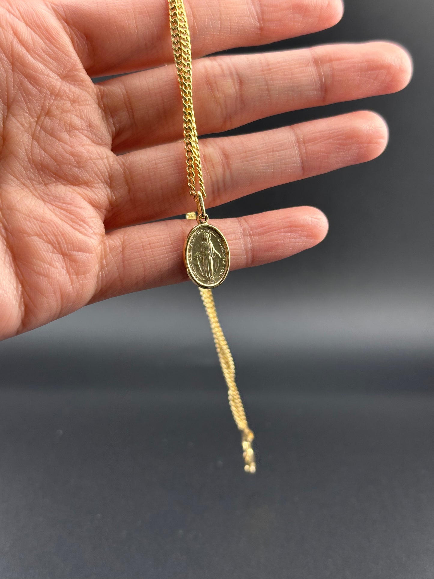 14K Yellow Gold Virgin Mary Pendant