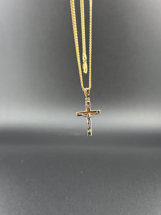 14K Two-Tone Gold Crucifix Cross Pendant
