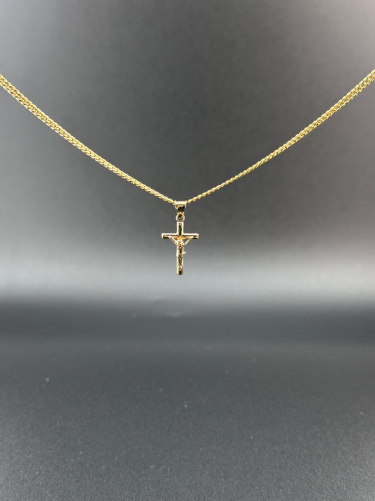 14K Gold Crucifix Pendant | Small Jesus Cross Charm