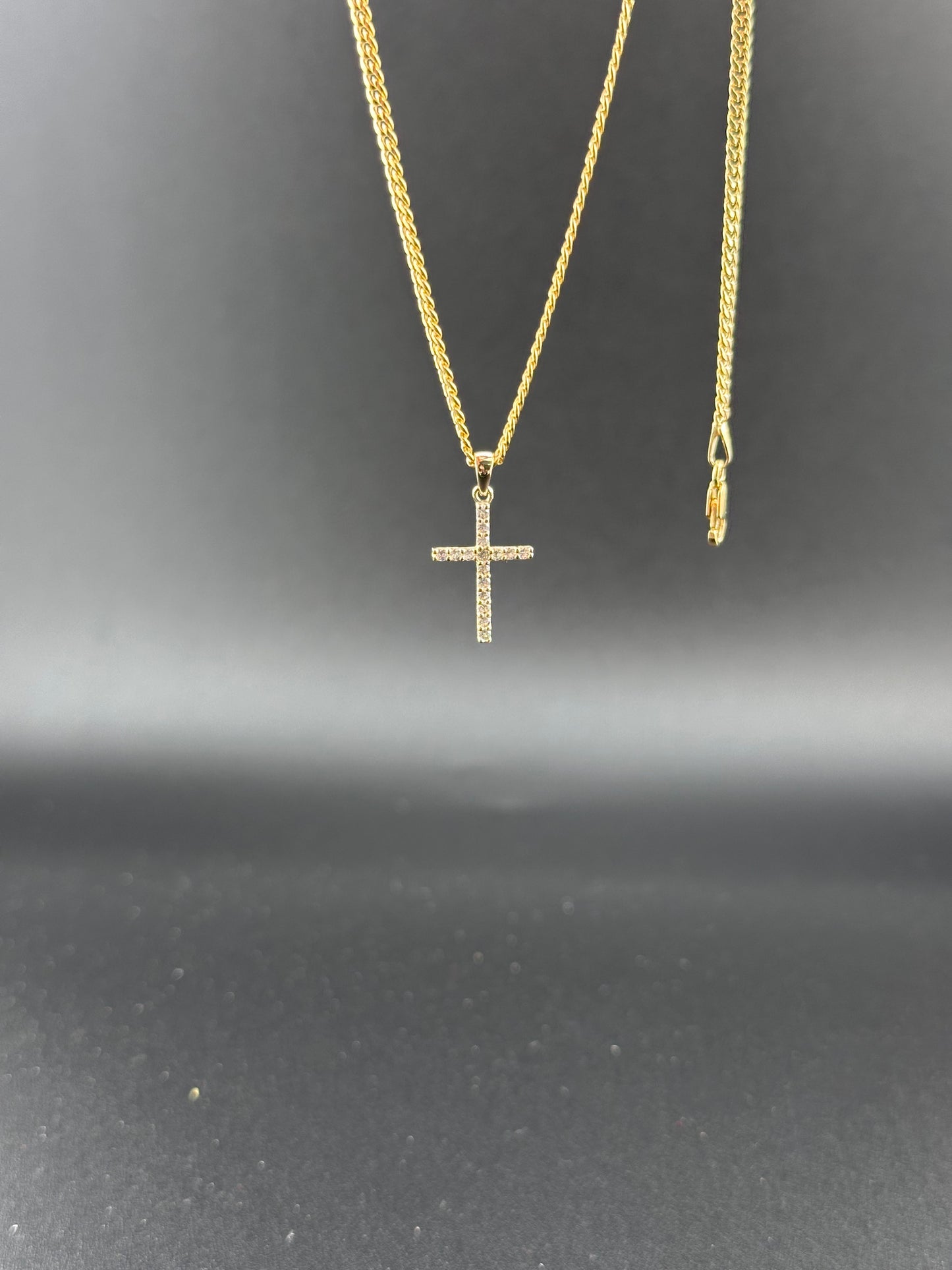 14K Gold CZ Cross Pendant | Dainty Religious Charm