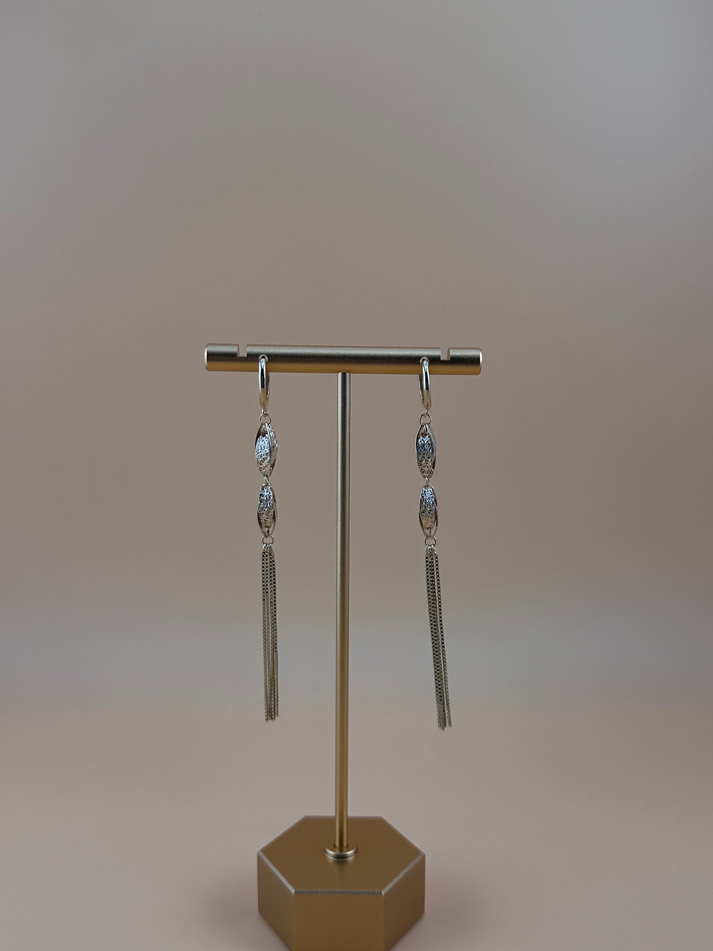14K Gold Dangling Earrings – Elegant Long Drop Chain Earrings for Women