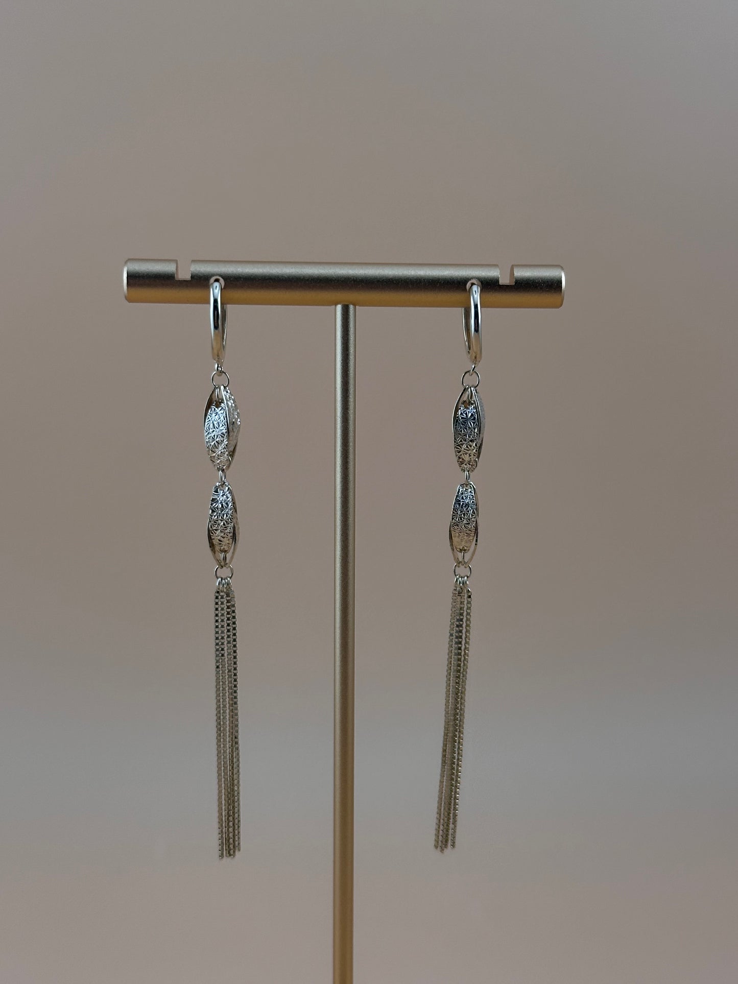 14K Gold Dangling Earrings – Elegant Long Drop Chain Earrings for Women