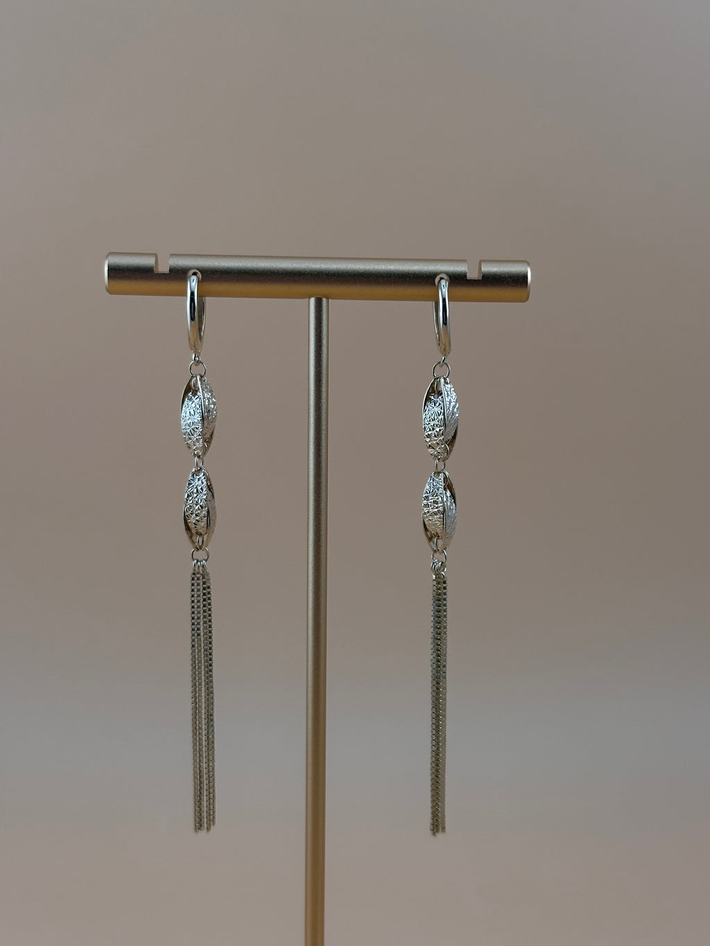 14K Gold Dangling Earrings – Elegant Long Drop Chain Earrings for Women