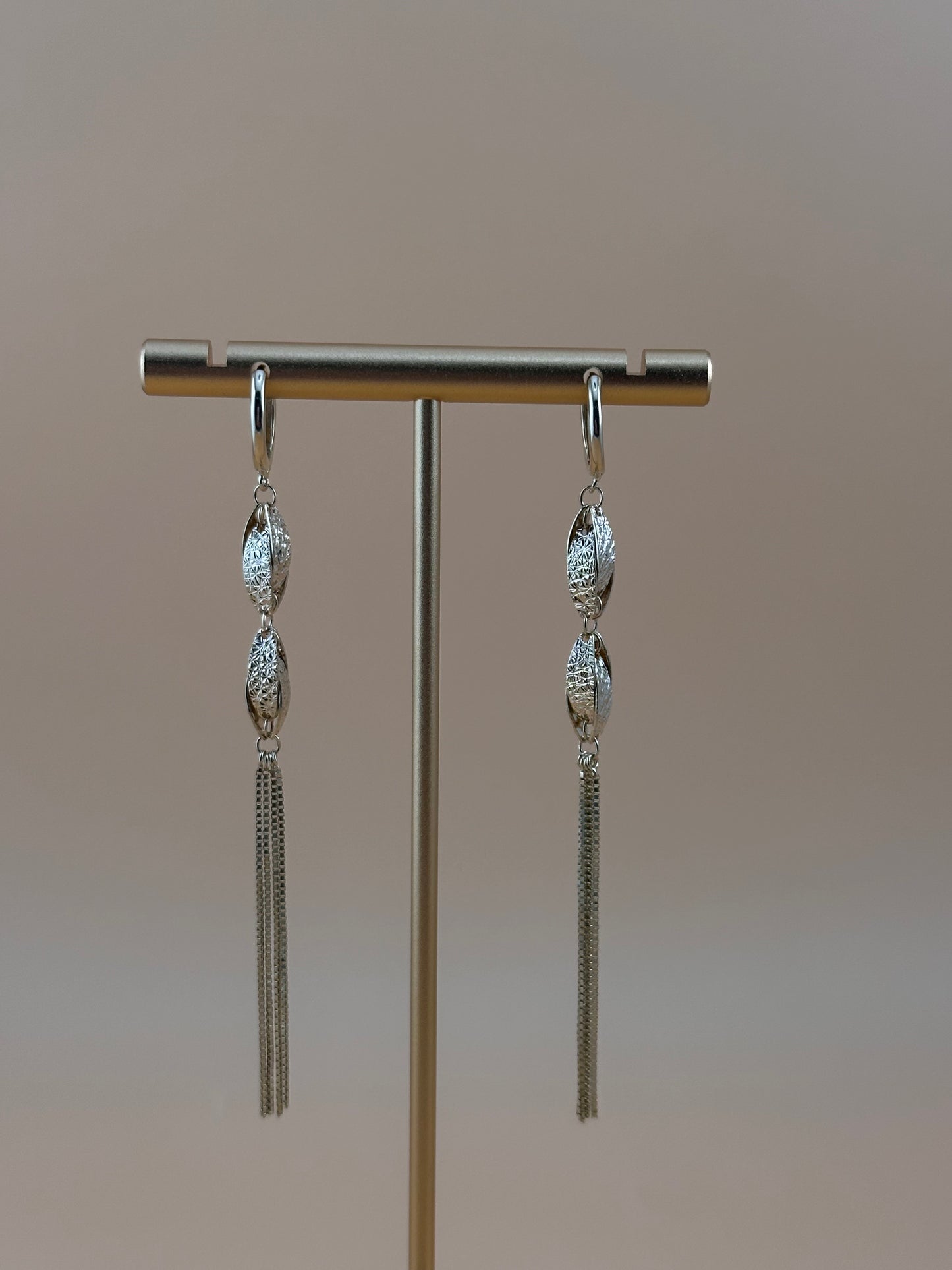 14K Gold Dangling Earrings – Elegant Long Drop Chain Earrings for Women