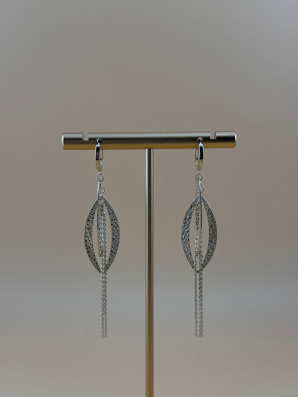 14K Gold Dangling Earrings – Textured Long Drop Tassel Earrings for Women
