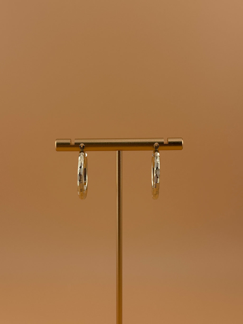 14K Gold Hoop Earrings – Textured Yellow Gold Hoops for Women