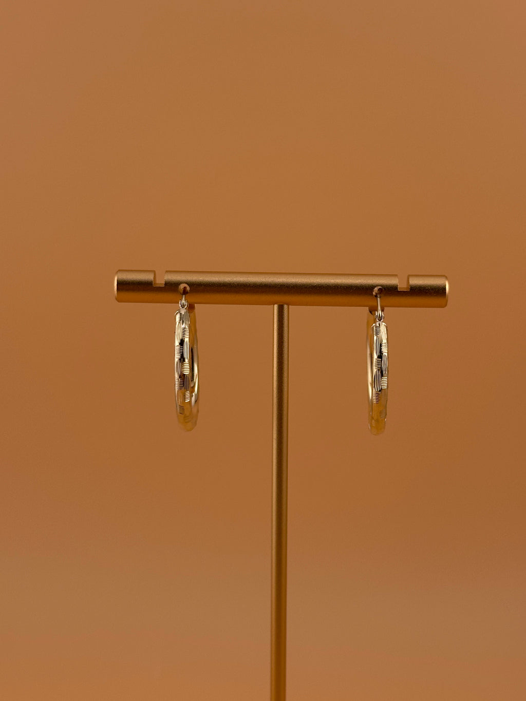 14K Gold Hoop Earrings – Textured Yellow Gold Hoops for Women