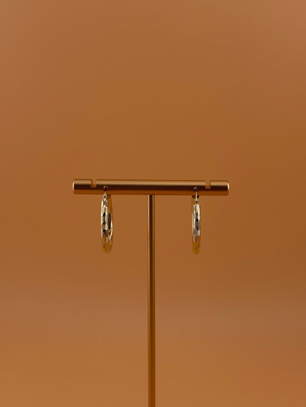 14K Gold Hoop Earrings – Textured Yellow Gold Hoops for Women