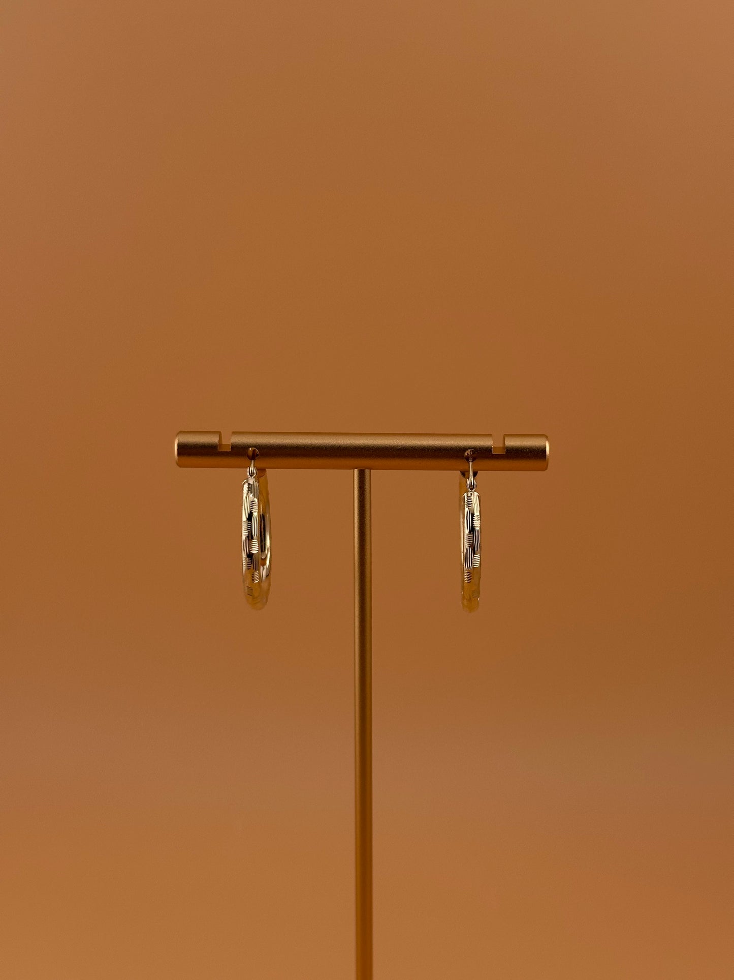 14K Gold Hoop Earrings – Textured Yellow Gold Hoops for Women