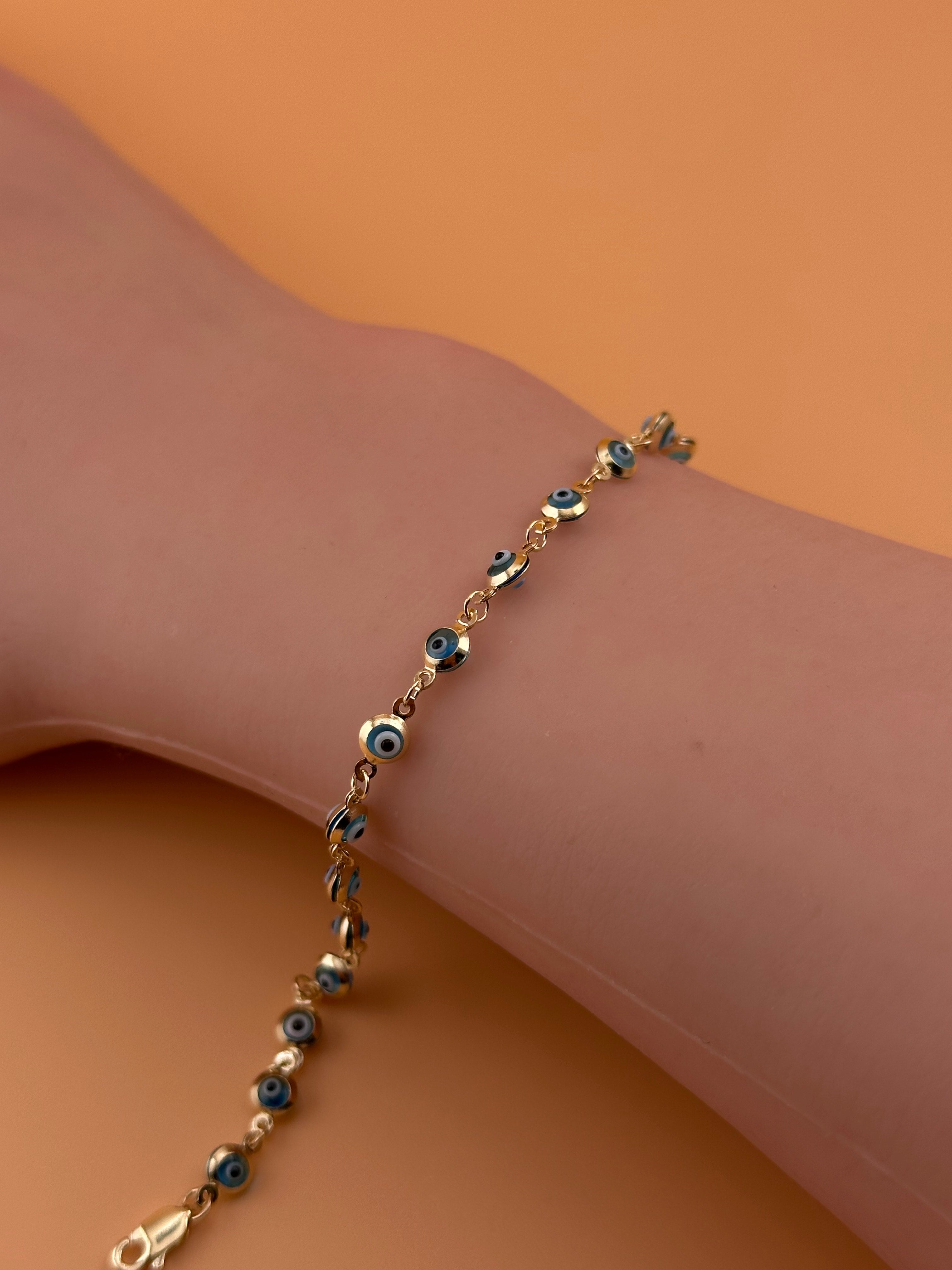 14K Gold Evil Eye Bracelet – 7”