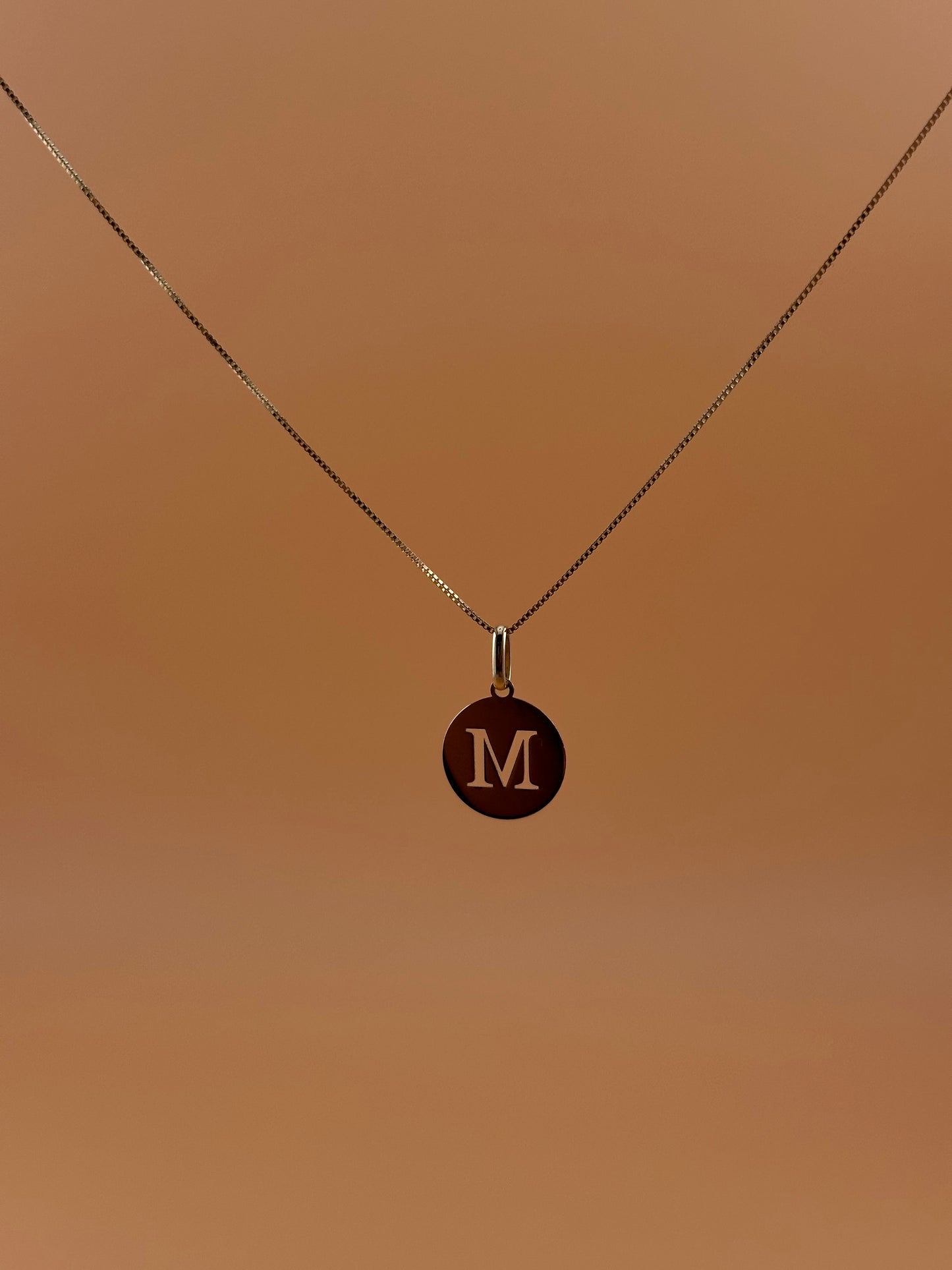 14K Gold Initial Pendant l Cut-Out Letter Charm l Personalized Disc Necklace