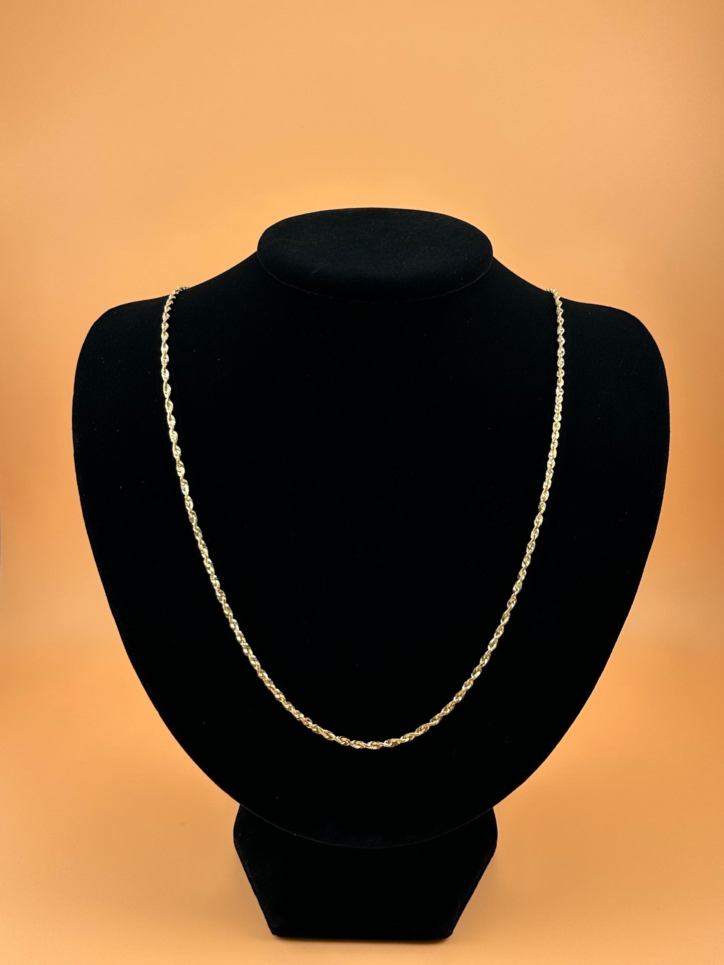 14K Solid Gold Rope Chain – 2.3mm Super Light Real Gold Necklace & Bracelet