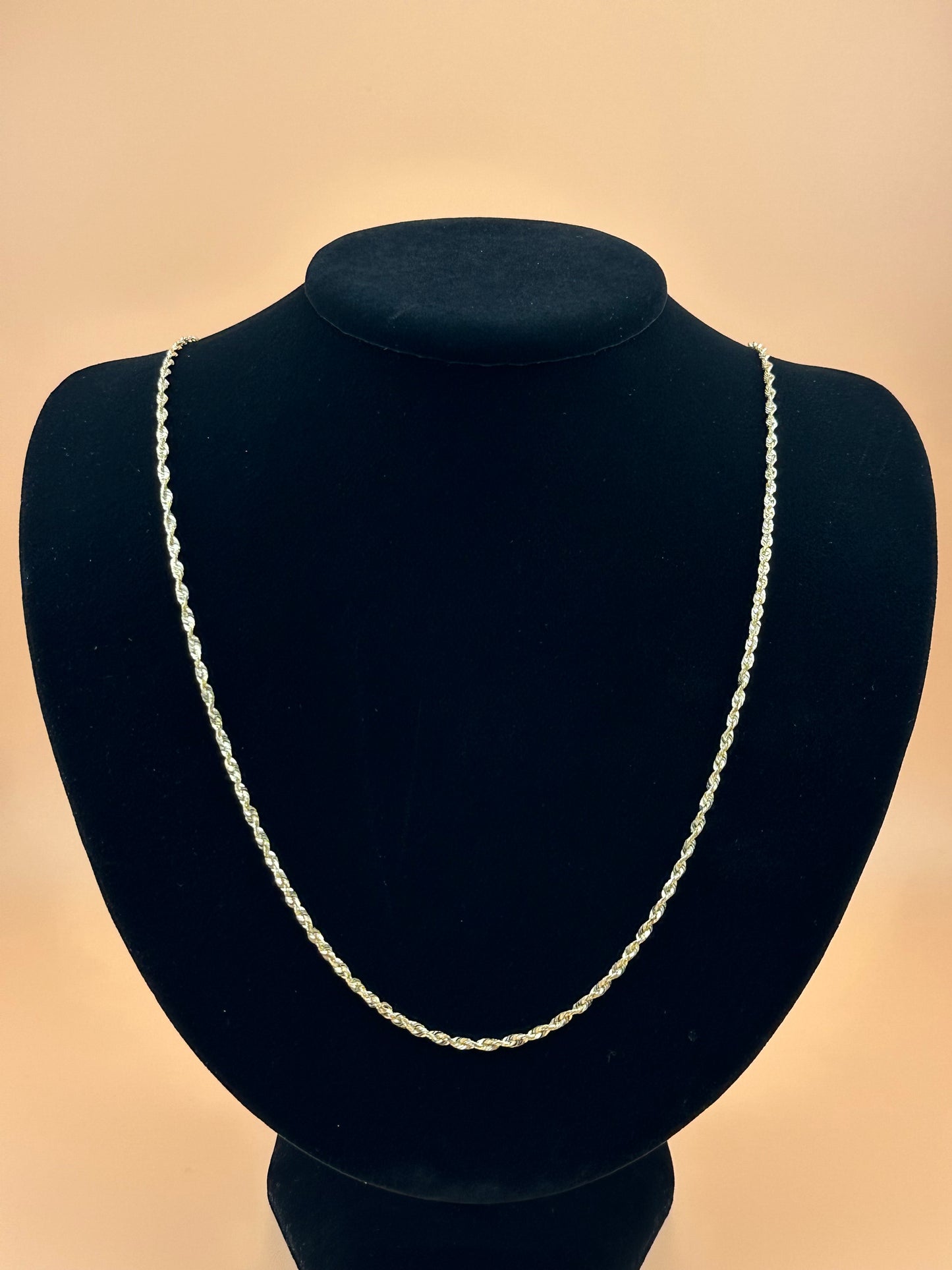 14K Solid Gold Rope Chain – 2.3mm Super Light Real Gold Necklace & Bracelet