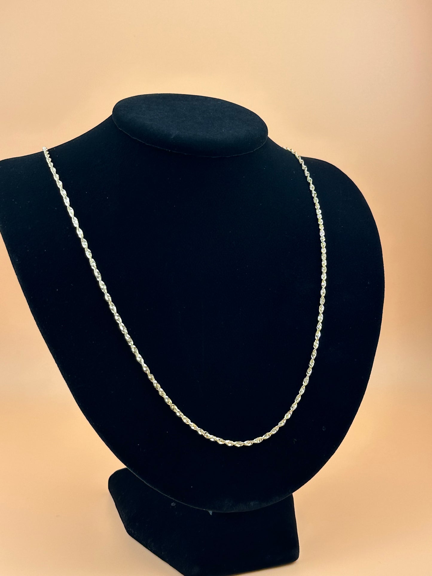 14K Solid Gold Rope Chain – 2.3mm Super Light Real Gold Necklace & Bracelet