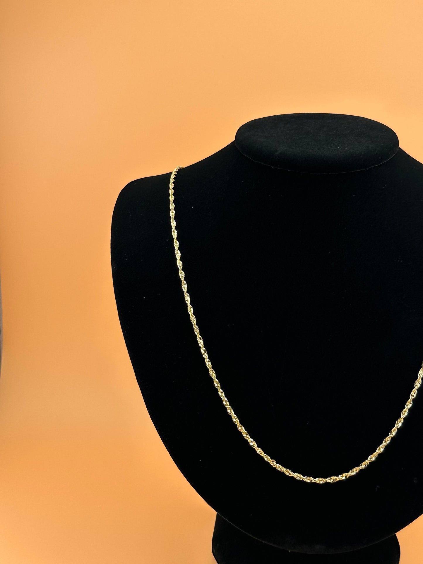 14K Solid Gold Rope Chain – 2.3mm Super Light Real Gold Necklace & Bracelet