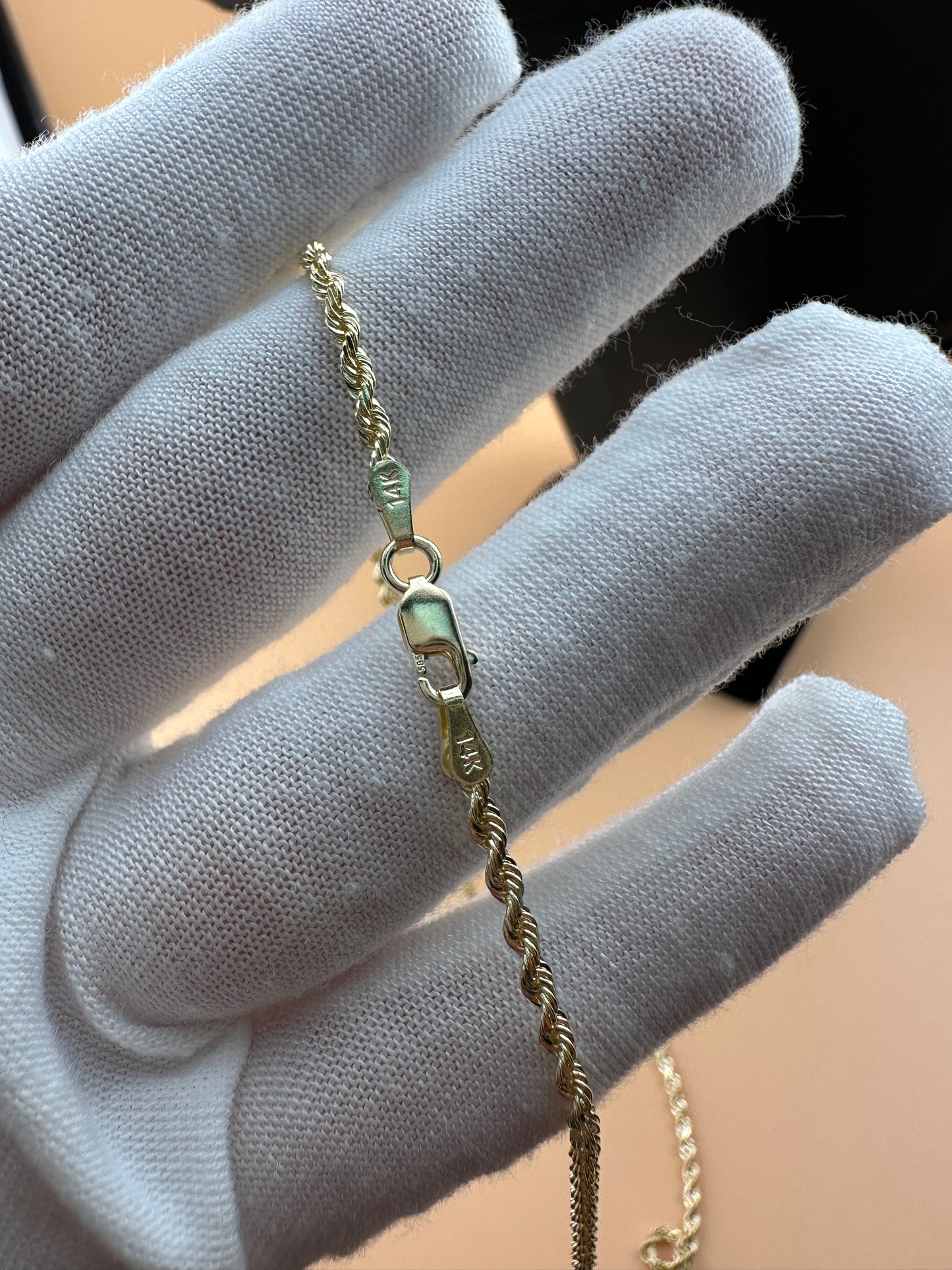 14K Solid Gold Rope Chain – 1.9mm Real Gold Necklace for Men & Women