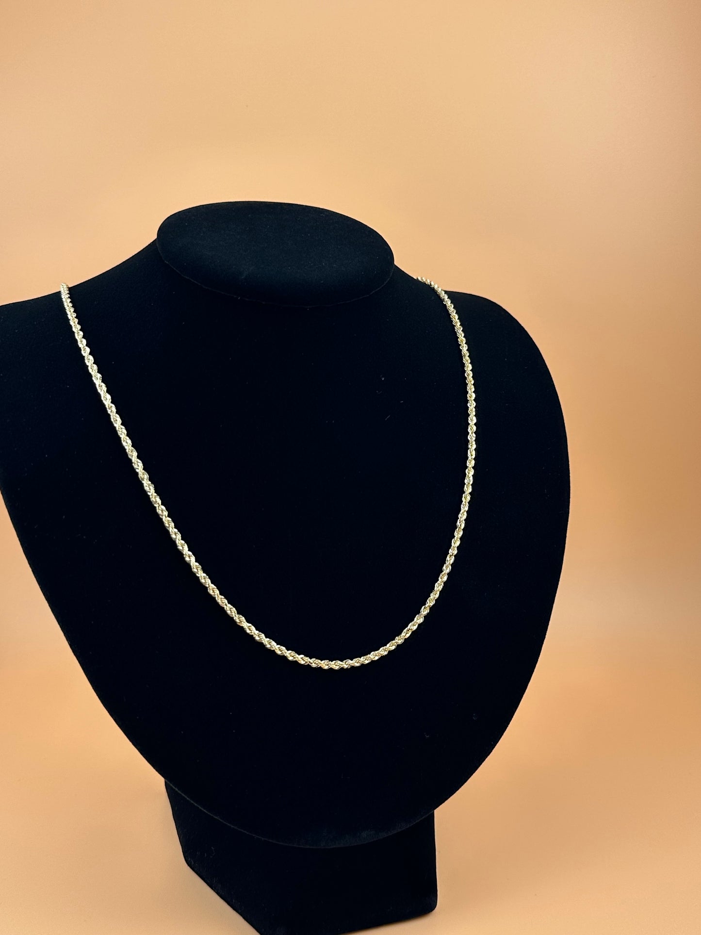 14K Solid Gold Rope Chain 2.4mm – Real Gold Chain for Men & Women