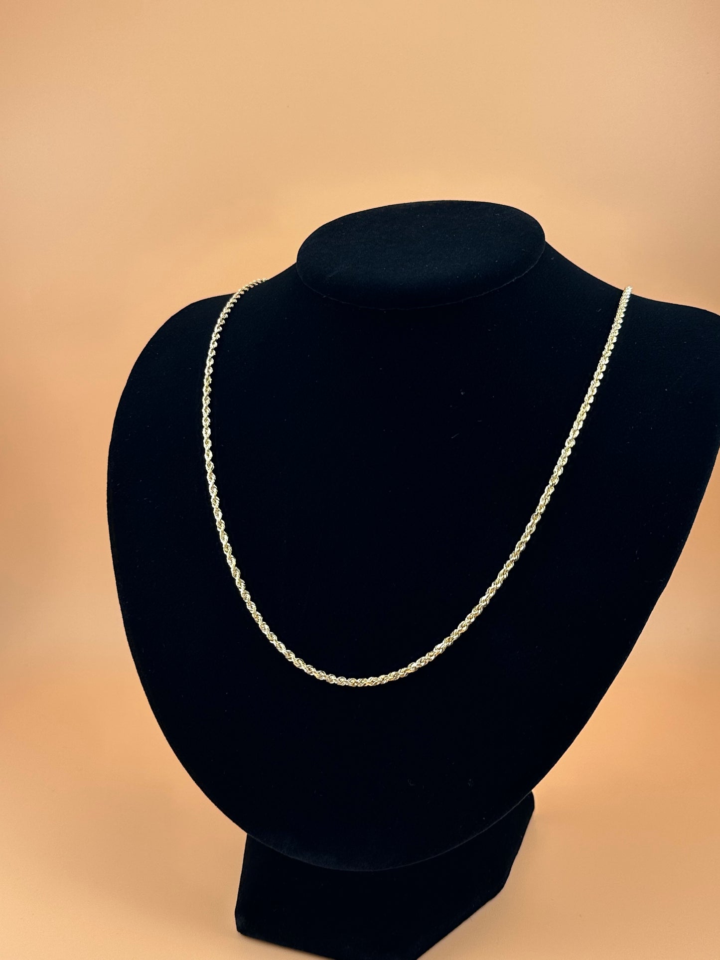 14K Solid Gold Rope Chain 2.4mm – Real Gold Chain for Men & Women
