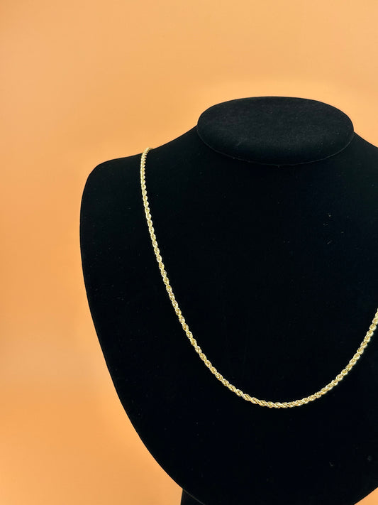 14K Solid Gold Rope Chain 2.4mm – Real Gold Chain for Men & Women