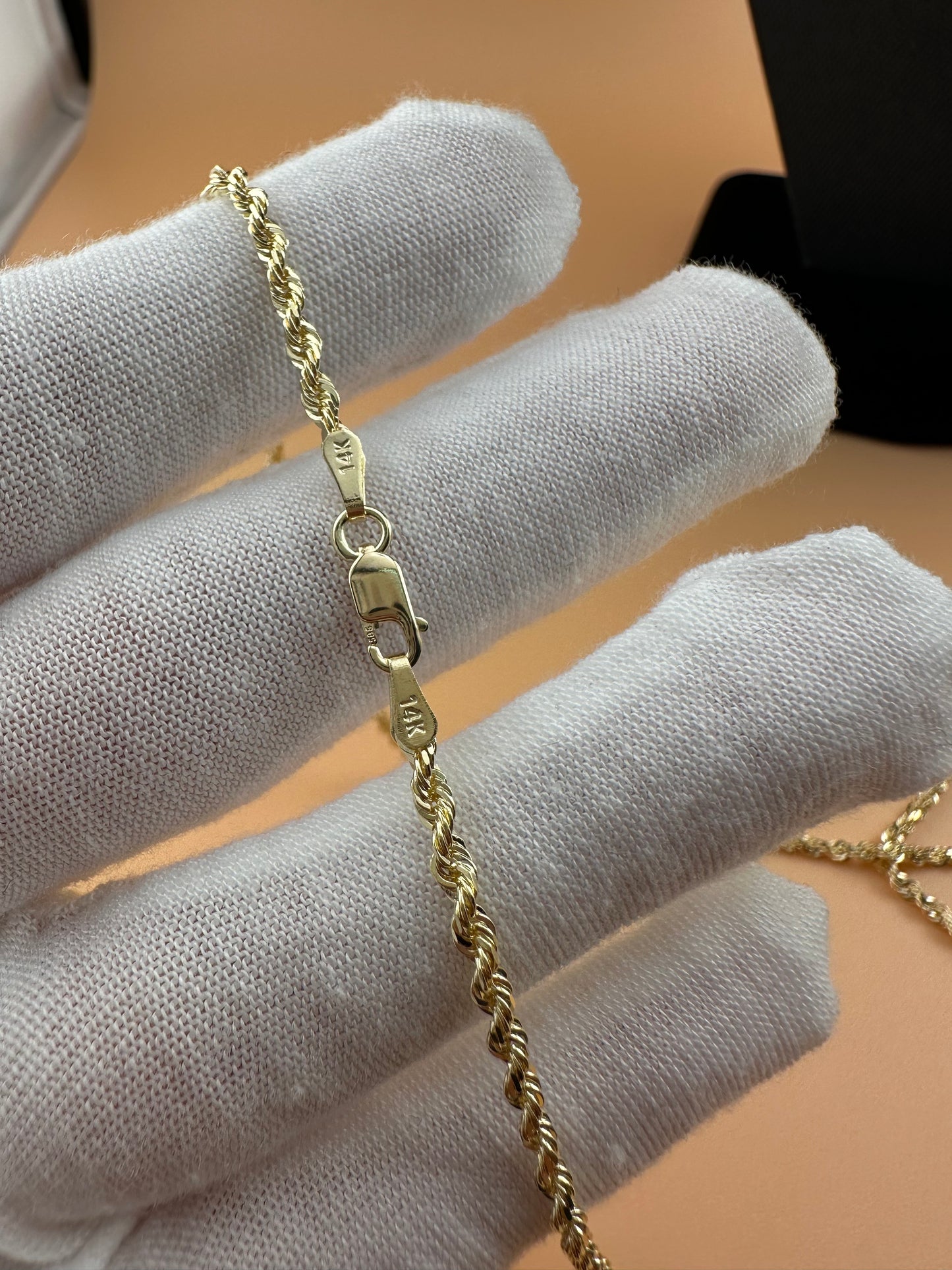 14K Solid Gold Rope Chain 2.4mm – Real Gold Chain for Men & Women