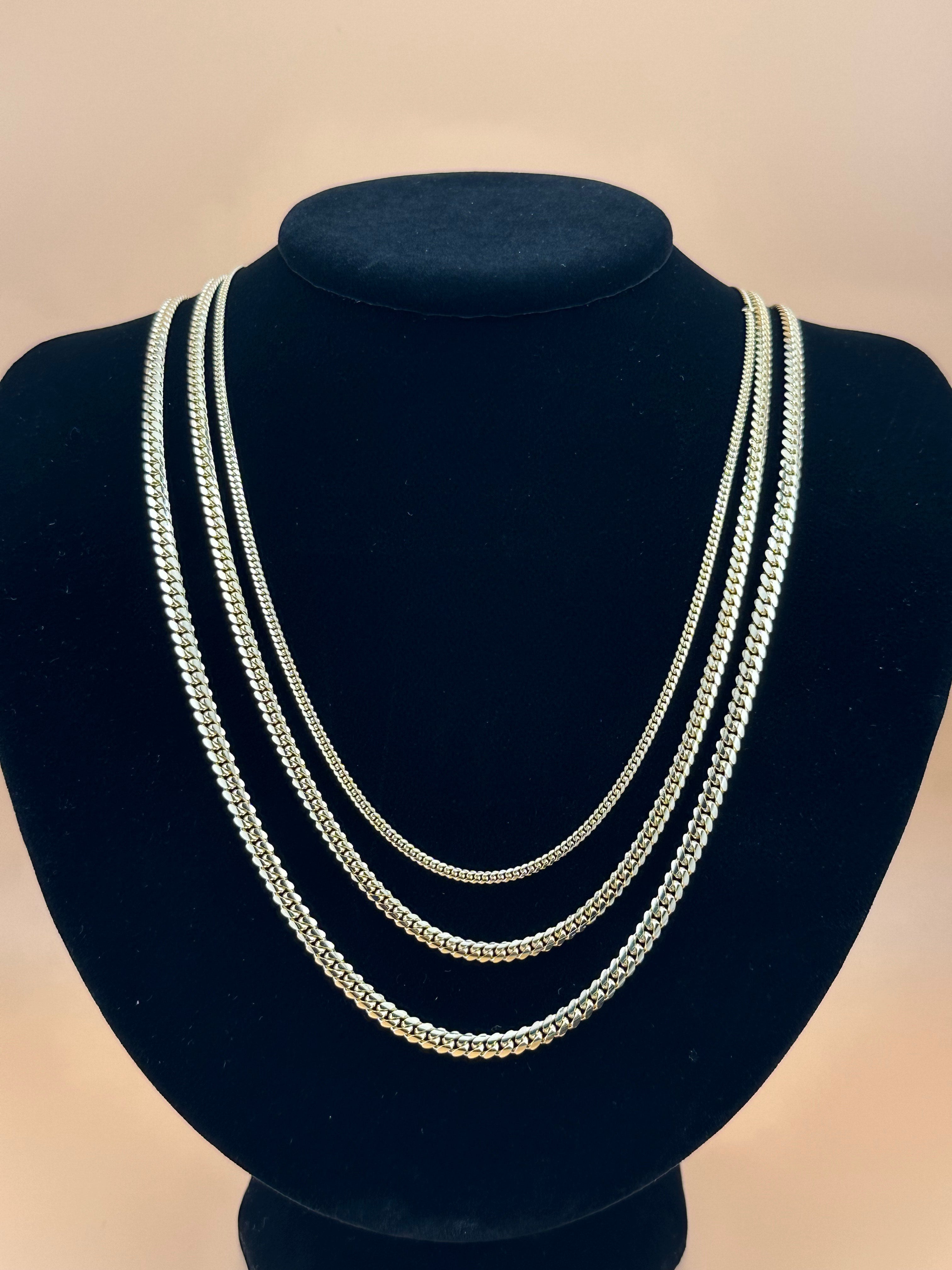 14K Solid Gold Miami Cuban Chain 2.2mm – Real Gold 16”-24”