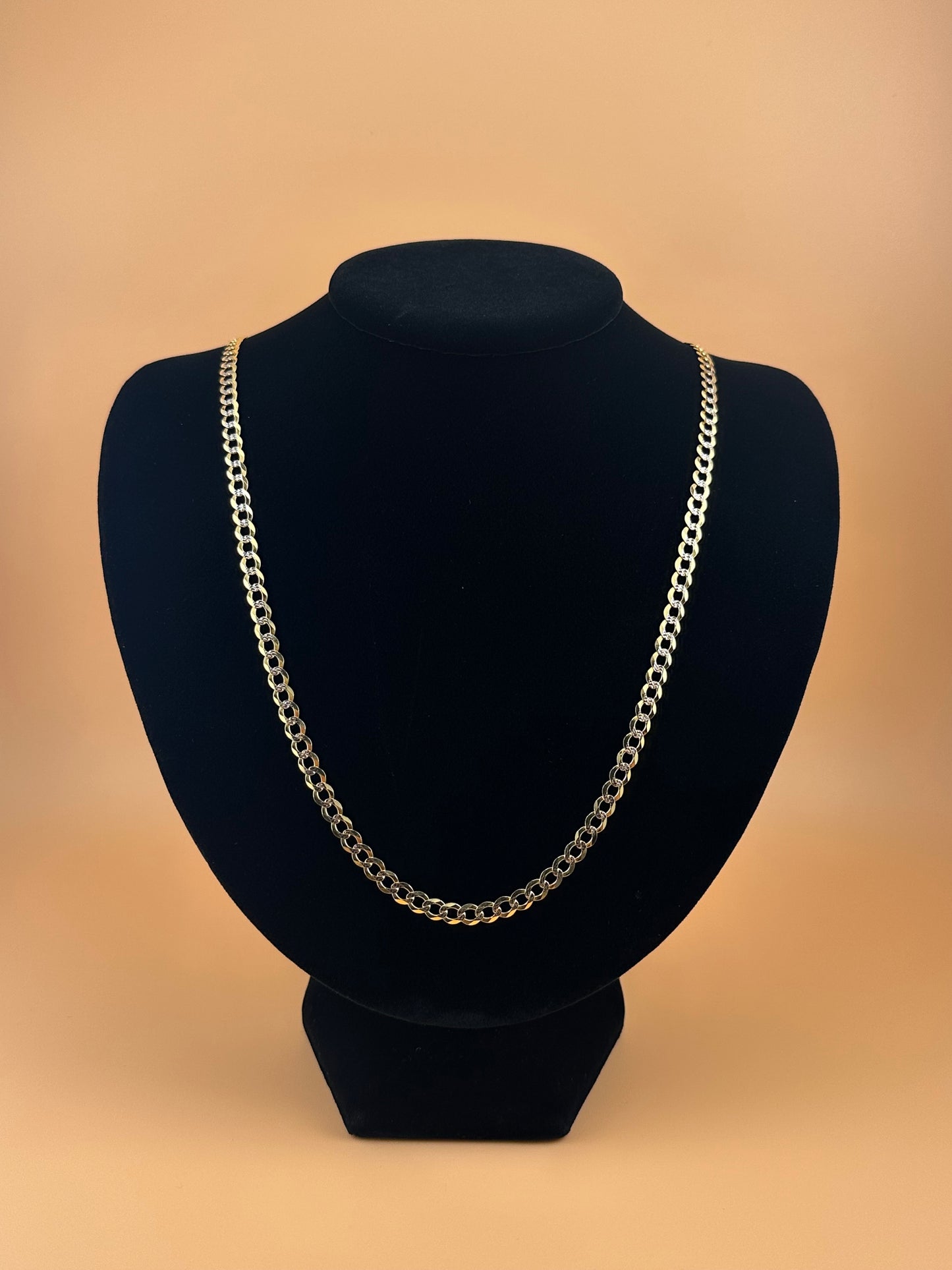14K Yellow Gold Curb Chain with White Pave