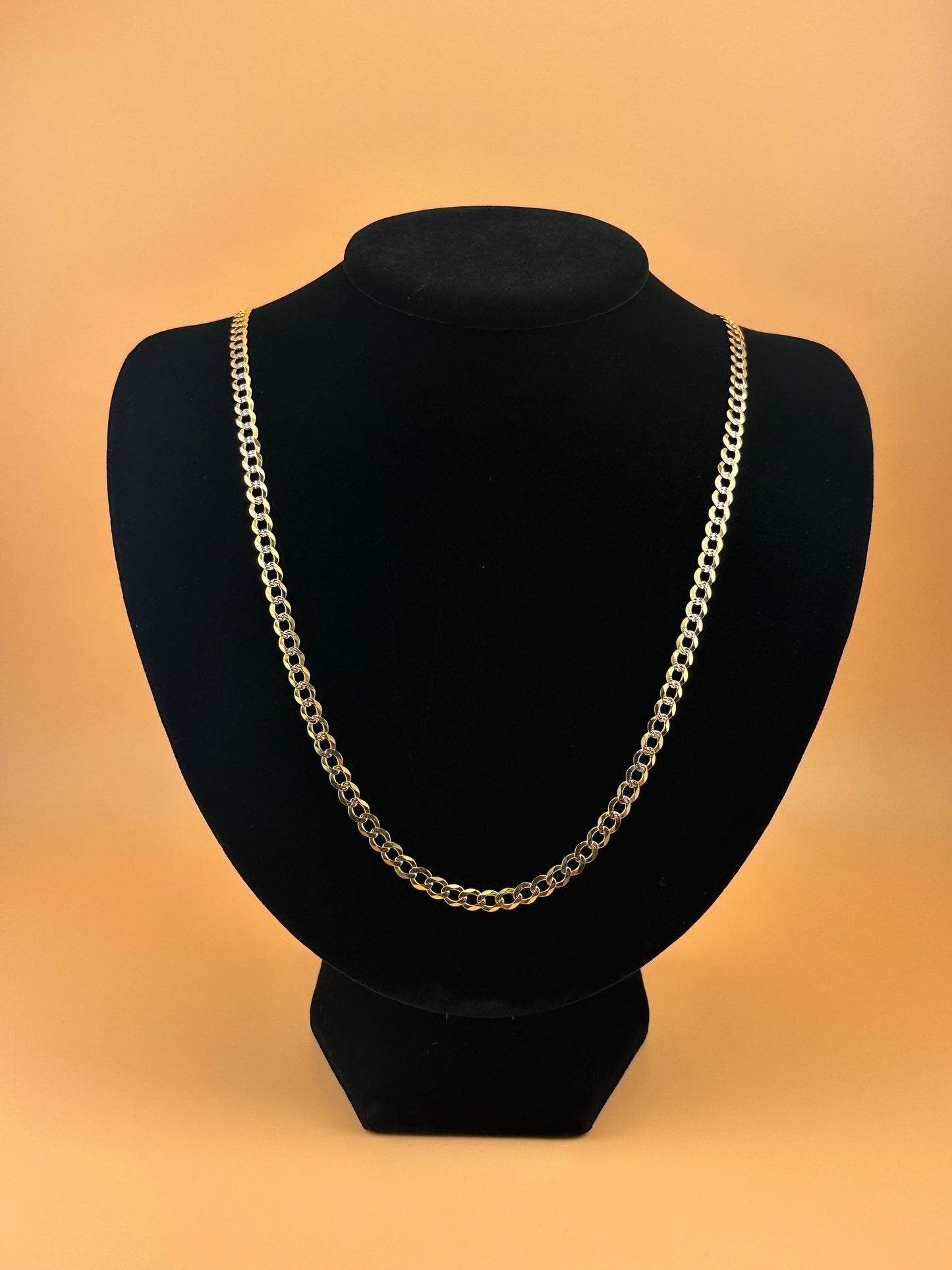 14K Yellow Gold Curb Chain with White Pave