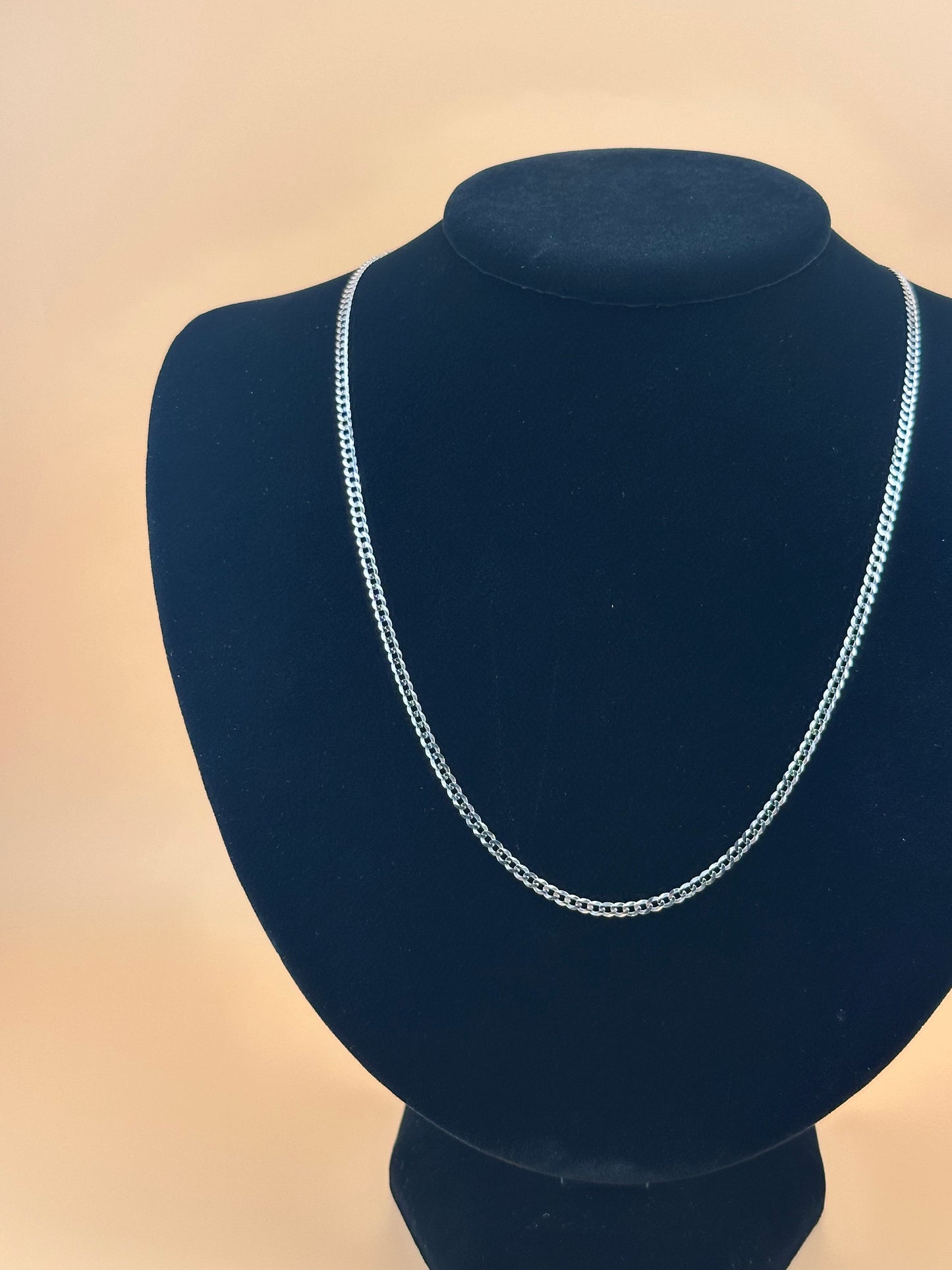 14K White Gold Hollow Curb Chain