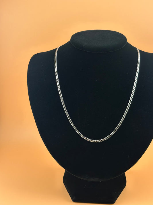 14K White Gold Hollow Curb Chain