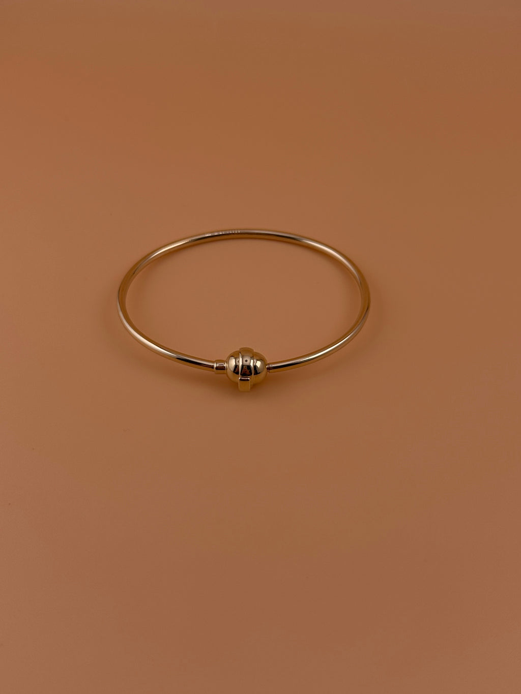 14K Gold Hollow Charm Bracelet with Free Bail & Stopper – Women’s Charm Bangle (6.5" – 8")