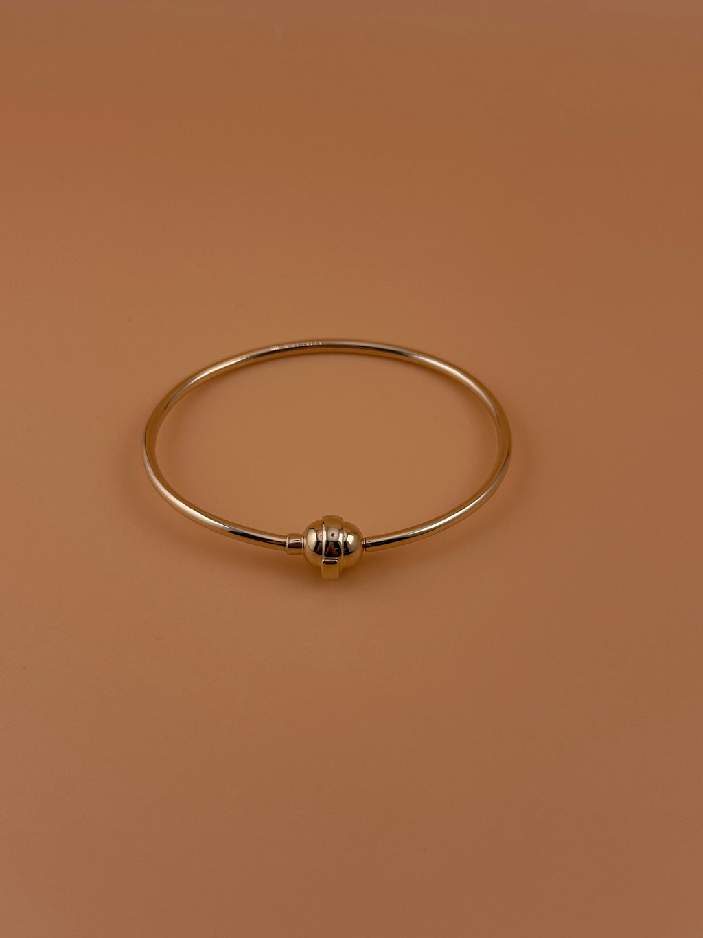 14K Gold Hollow Charm Bracelet with Free Bail & Stopper – Women’s Charm Bangle (6.5" – 8")
