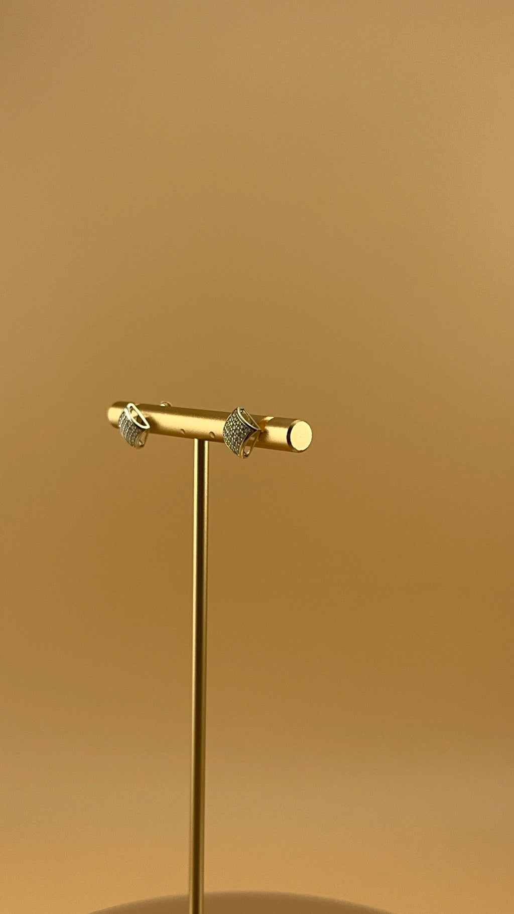 14K Gold Fancy CZ Square Stud Earrings