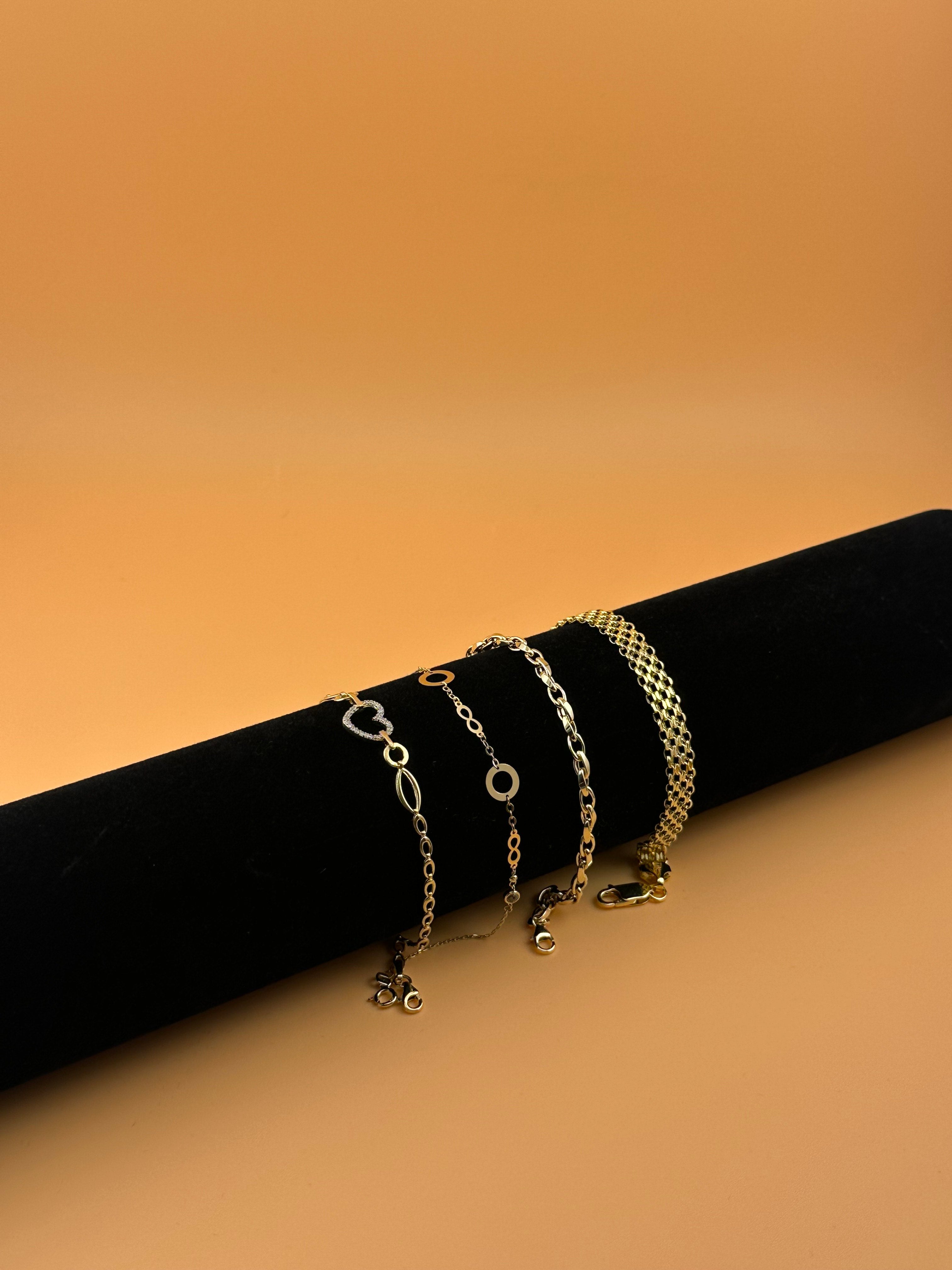 14K Gold Hollow Flat Tube Oval Rolo Bracelet