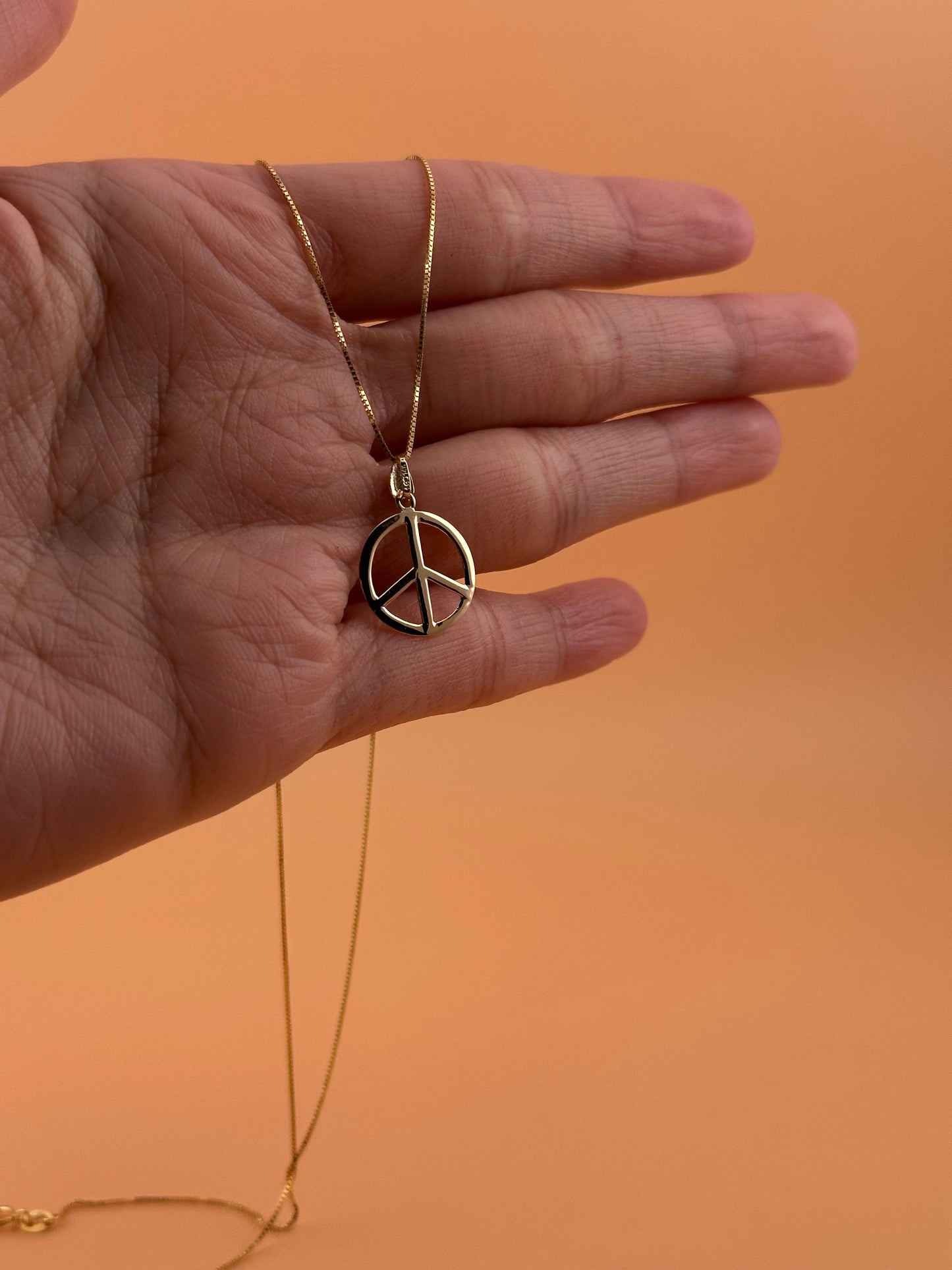 14K Gold Peace Sign Pendant