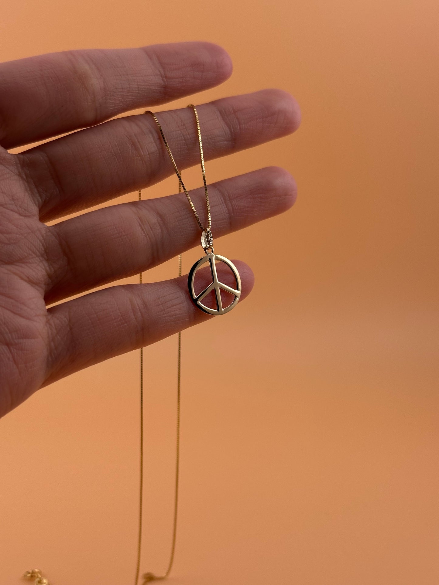 14K Gold Peace Sign Pendant