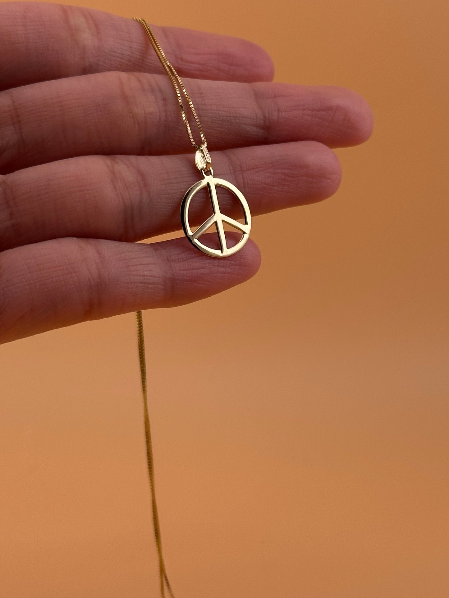 14K Gold Peace Sign Pendant