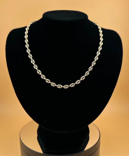 14K Gold Puffed Mariner Chain Necklace – 18 Inch