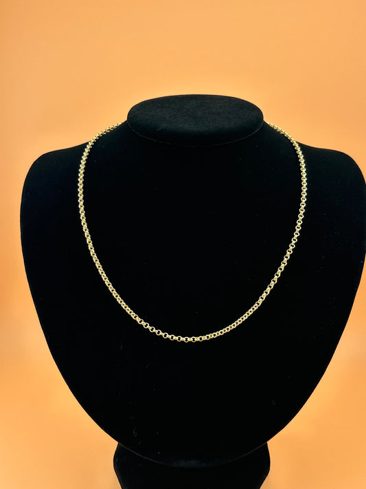 14K Gold Hollow Rolo Chain Necklace & Bracelet – 3mm