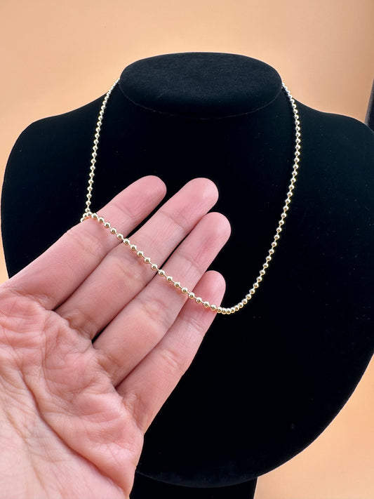 14K Solid Gold Ball Chain Necklace – 2.5mm