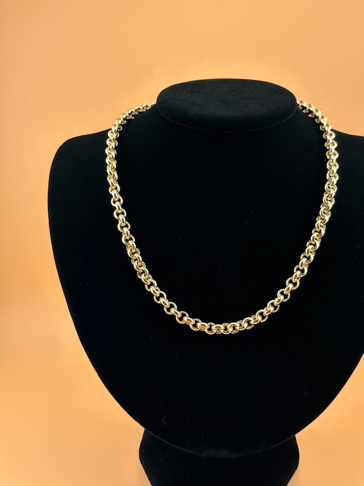 14K Gold Hollow Rolo Necklace – 18 Inch