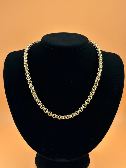 14K Gold Hollow Rolo Necklace – 18 Inch