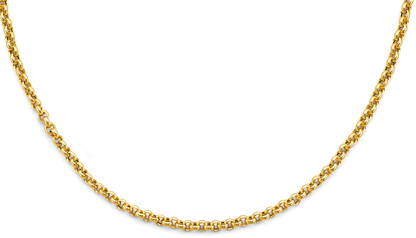 14K Gold Hollow Rolo Necklace – 18 Inch
