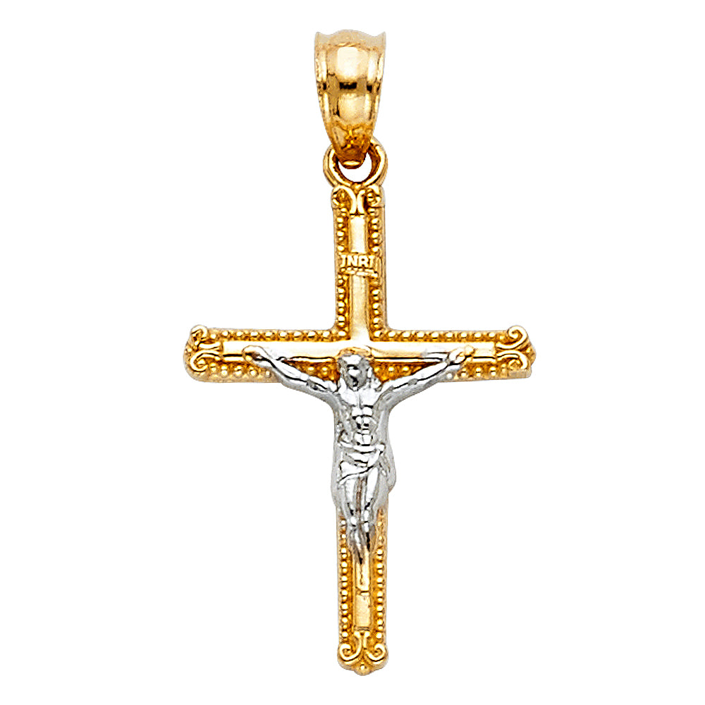 14k Two-Tone Gold Crucifix Pendant