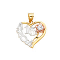14K Yellow Gold Flower & 15 Años Pendant - PT358