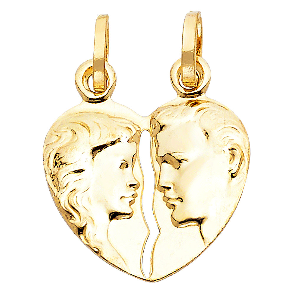 14K Yellow Gold Mom, Family, Baby & Heart Pendant - PT443