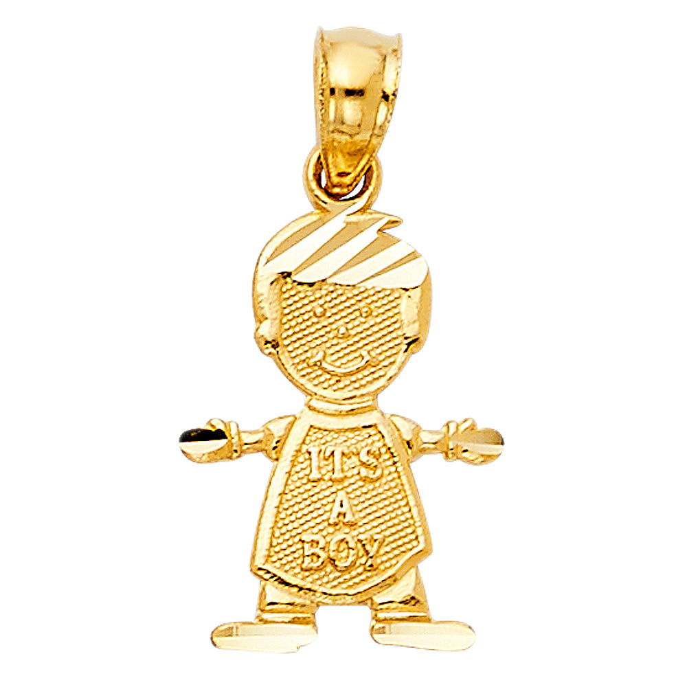 14K Yellow Gold Mom, Family, Baby & Heart Pendant - PT663