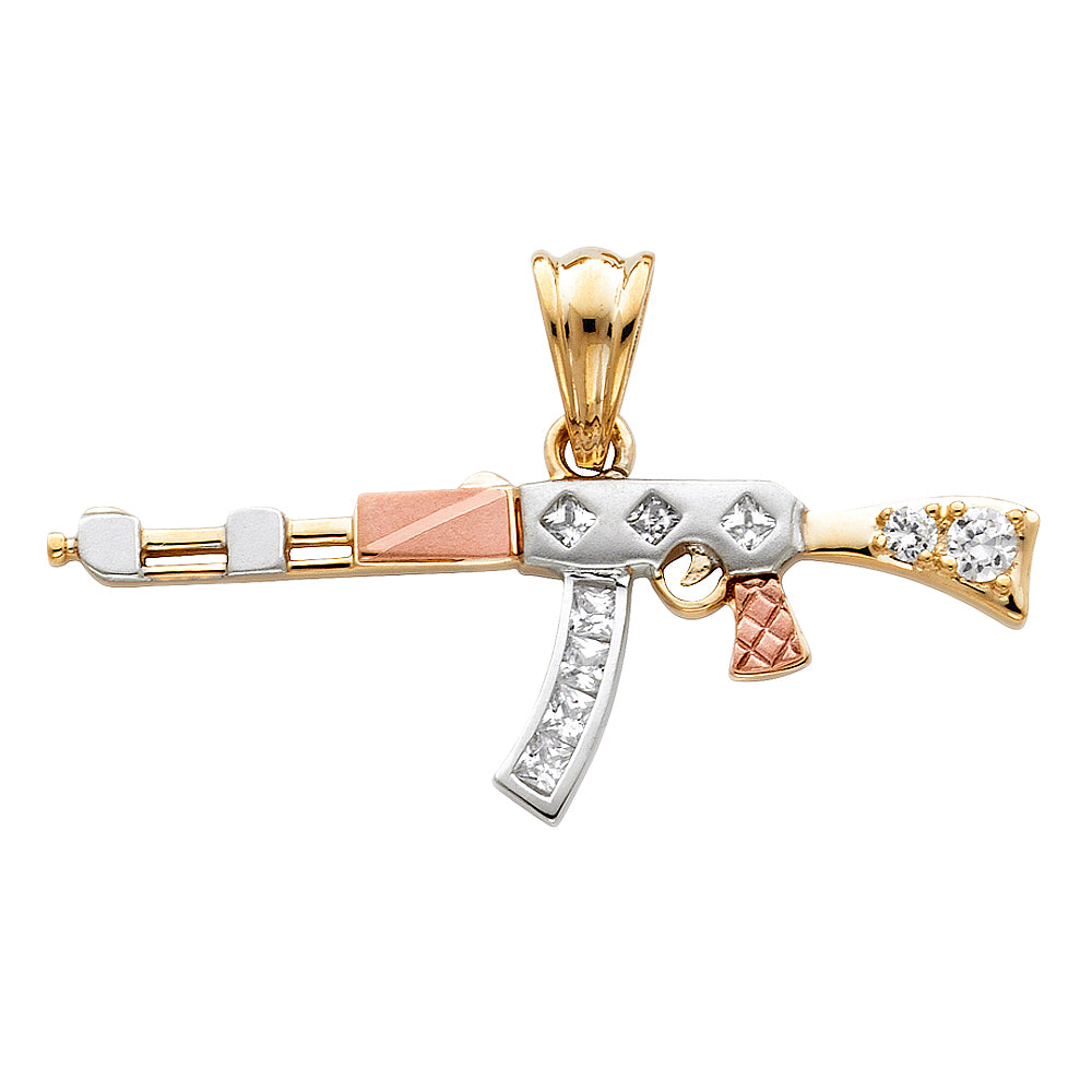 14K Yellow Gold Gun, Money & Animal Pendant - PT1517
